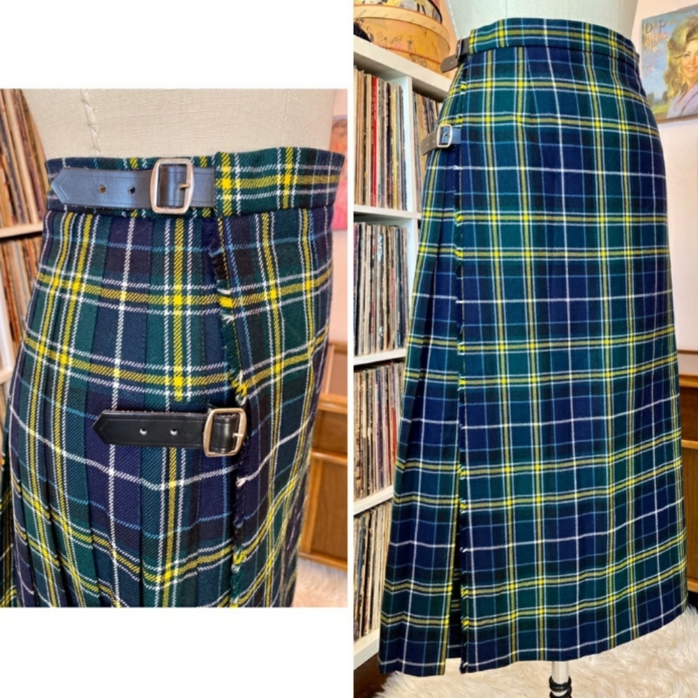 Vintage Fall Wool Tartan Kilt/Skirt